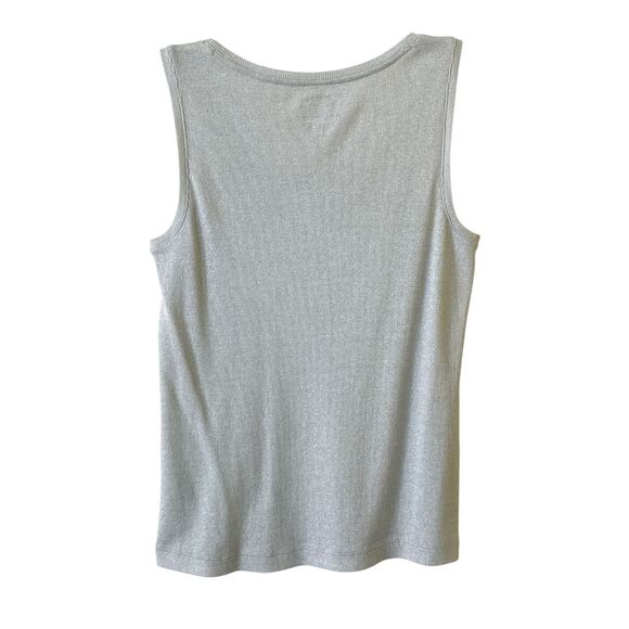 Chico’s The Ultimate Tee Sleeveless Tank | Size 2 | Metallic Ribbed Knit - Picture 2 of 10